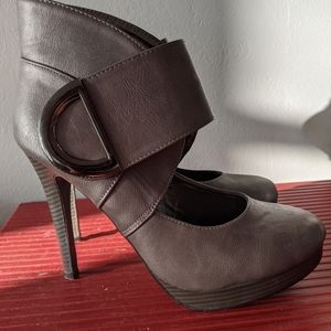 Grey Stiletto Platform Booties